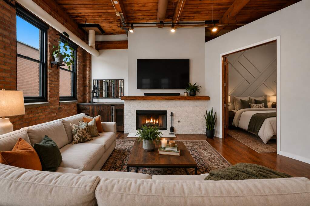 Luxury living space with panoramic Chicago views