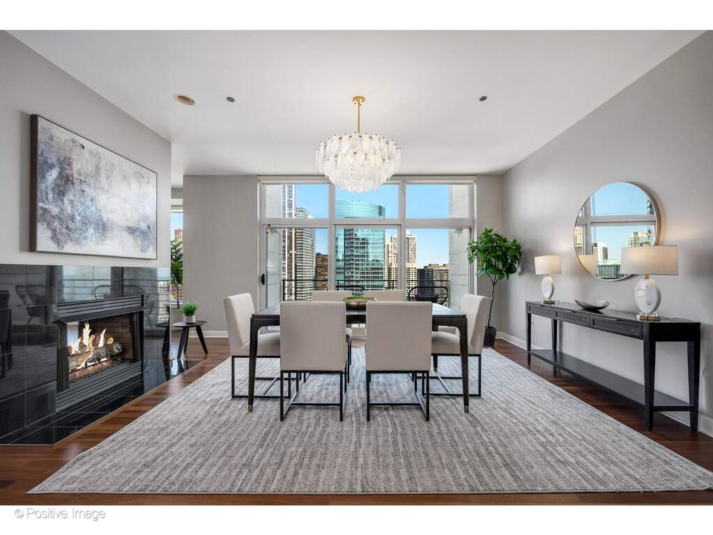 Luxury living space with panoramic Chicago views