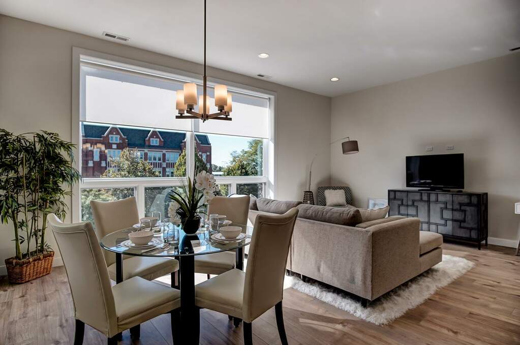 Luxury living space with panoramic Chicago views