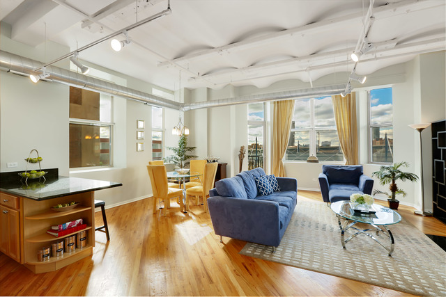 Luxury living space with panoramic Chicago views