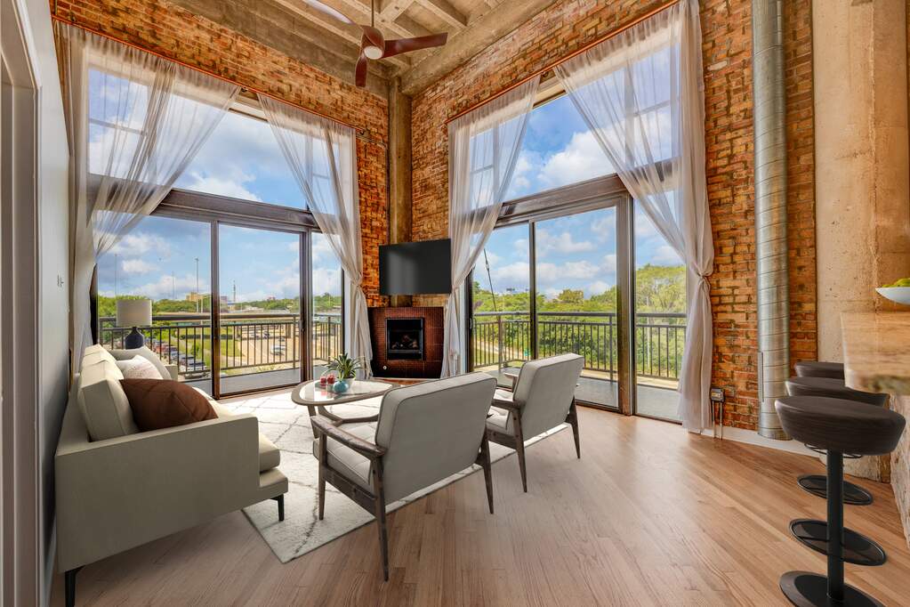 Luxury living space with panoramic Chicago views