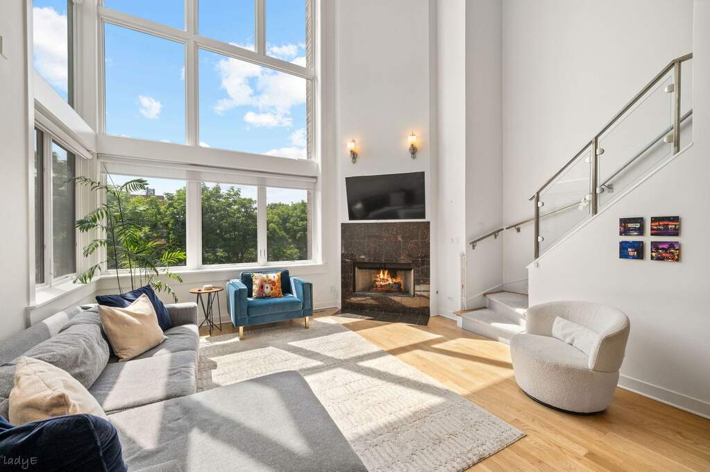 Luxury living space with panoramic Chicago views