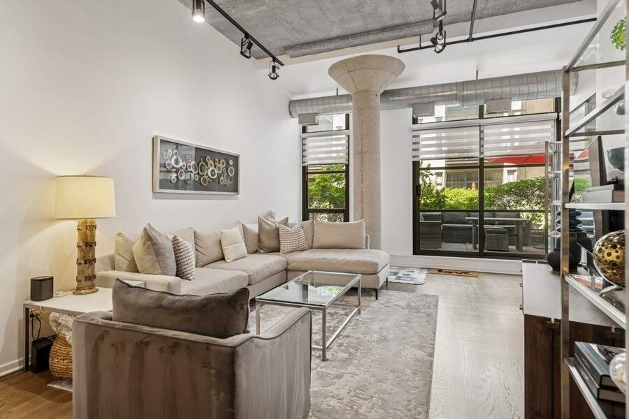 Luxury living space with panoramic Chicago views
