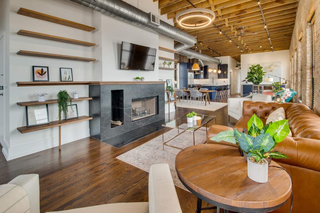 Luxury living space with panoramic Chicago views