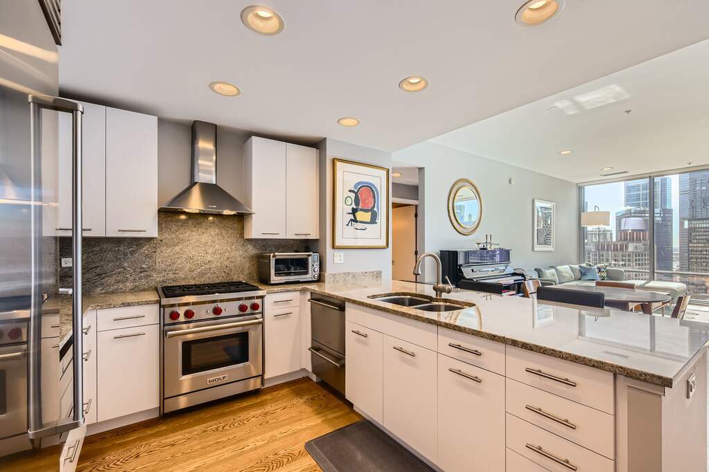 Luxury living space with panoramic Chicago views