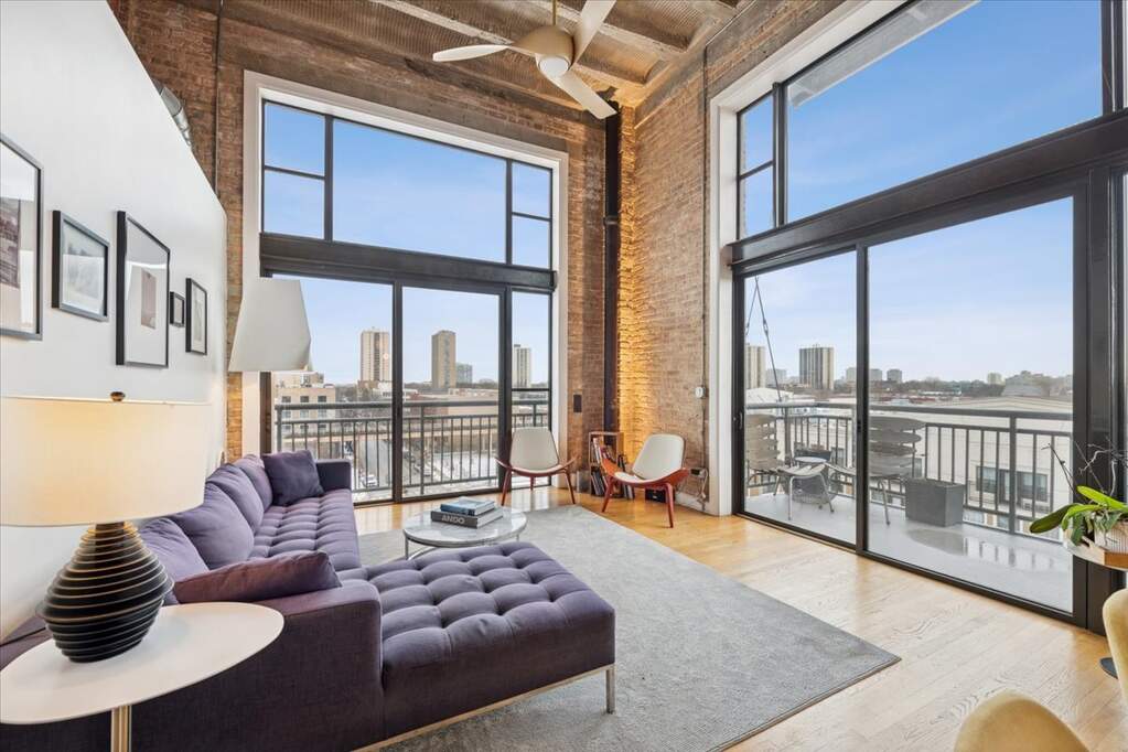 Luxury living space with panoramic Chicago views