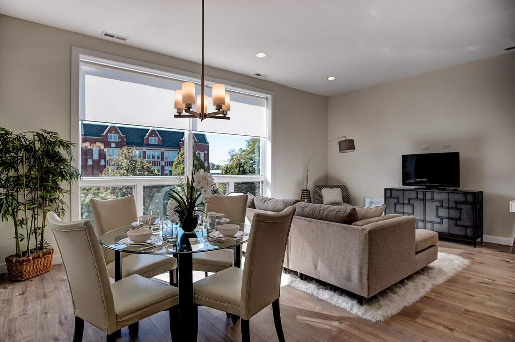 Luxury living space with panoramic Chicago views