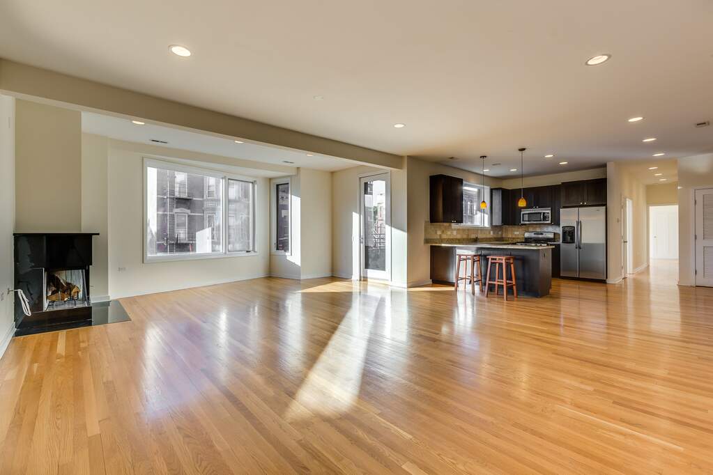 Luxury living space with panoramic Chicago views