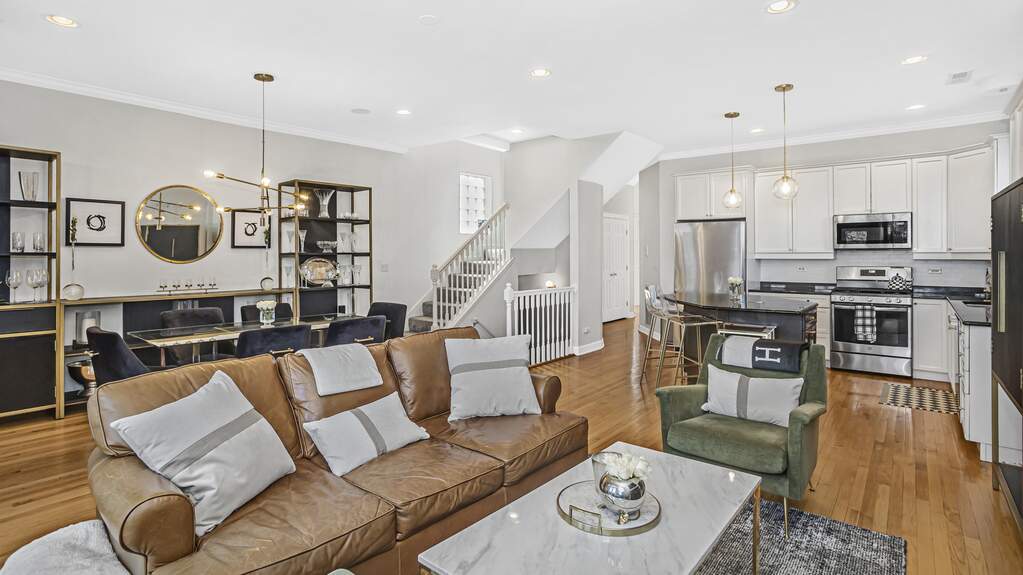 Luxury living space with panoramic Chicago views