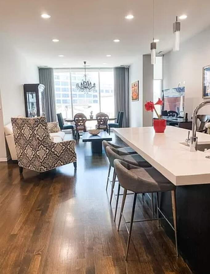 Luxury living space with panoramic Chicago views