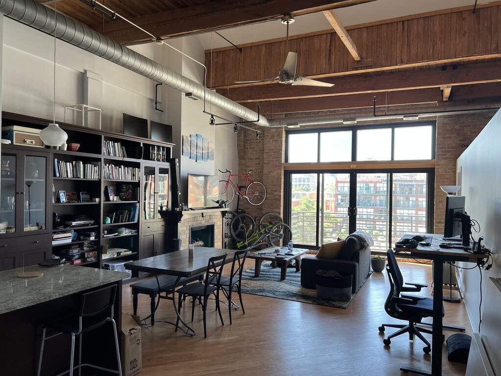 Luxury living space with panoramic Chicago views
