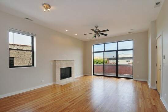 Luxury living space with panoramic Chicago views