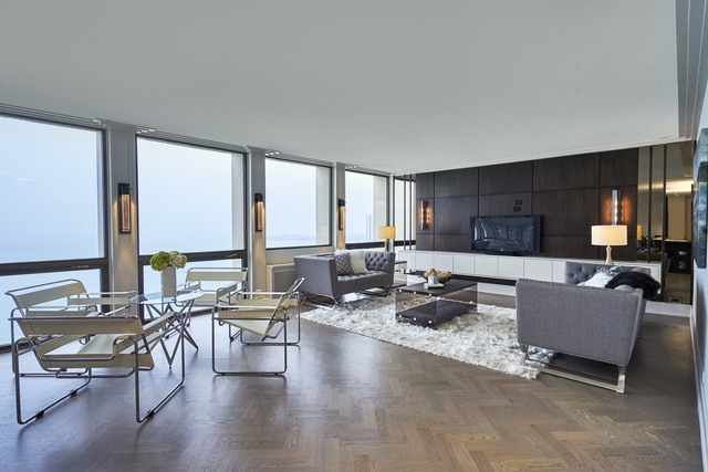 Luxury living space with panoramic Chicago views