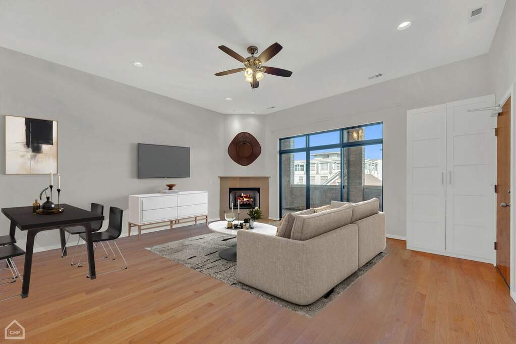 Luxury living space with panoramic Chicago views