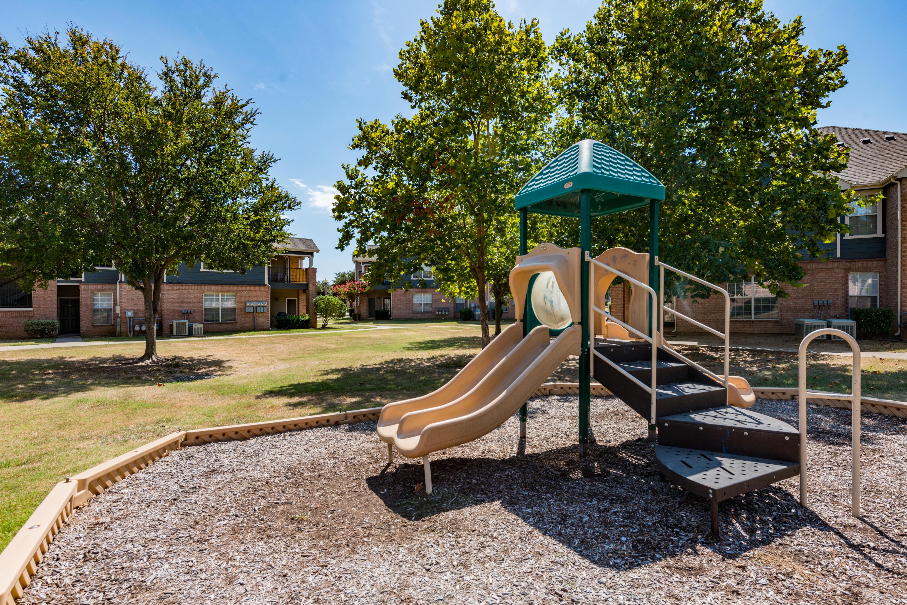 Outdoor playground with slides