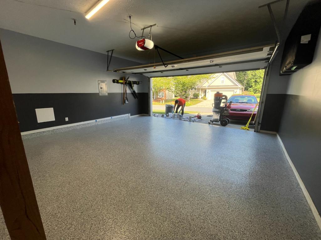 Garage floor with epoxy coating