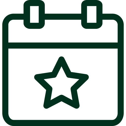Calendar icon with a star symbol in the center indicating a special or private event.