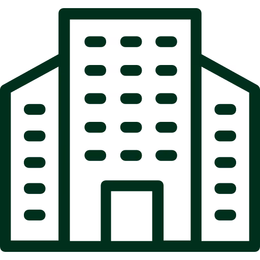 Icon of a multi-story office building with windows and a central entrance.