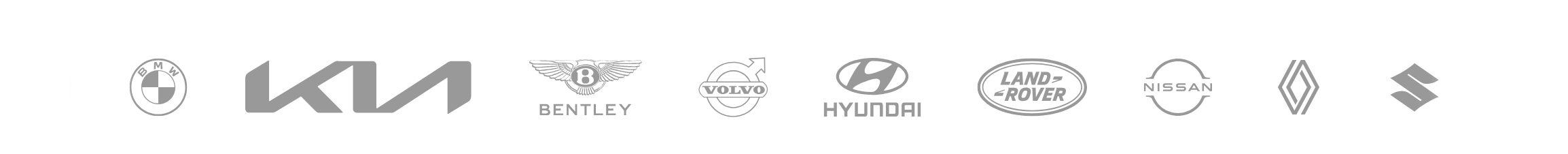 BMW, Kia, Bentley, Volvo, Hyundai, Land Rover, Nissan, Renault, Suzuki