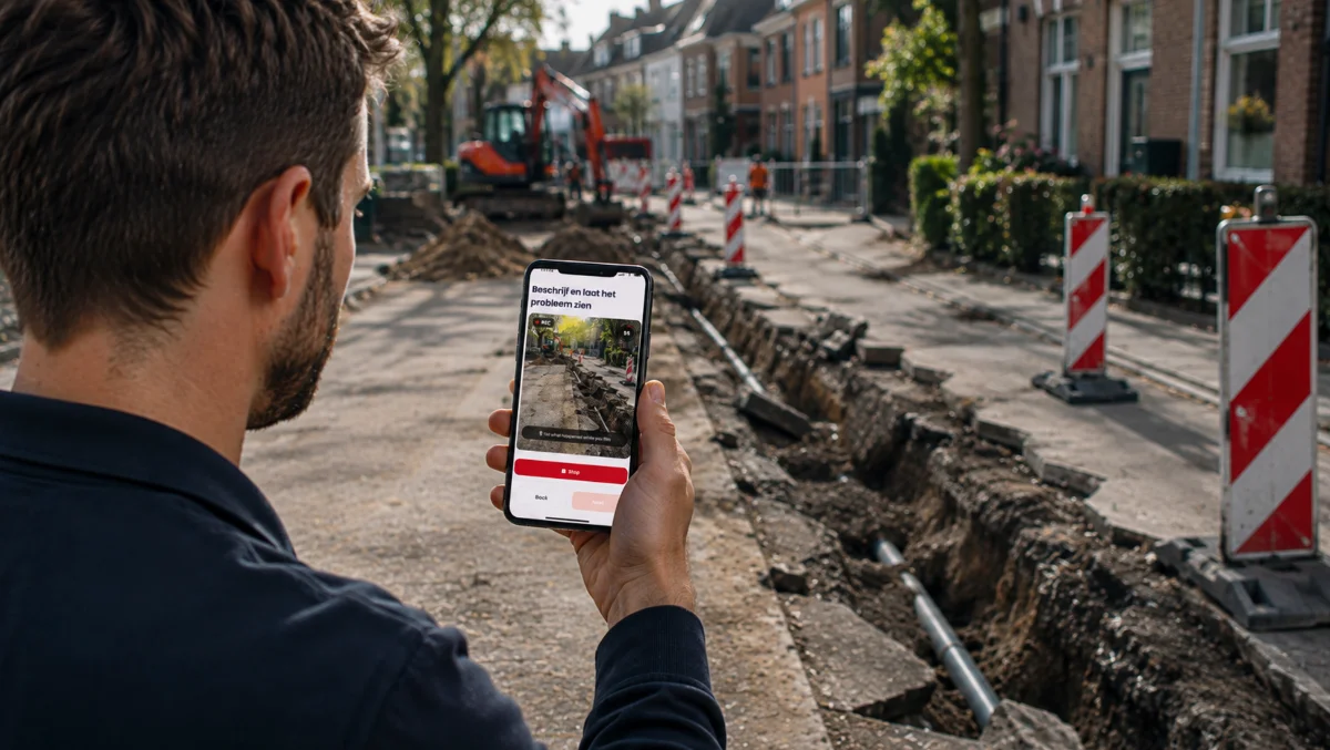 Field engineer filming completed installation with phone