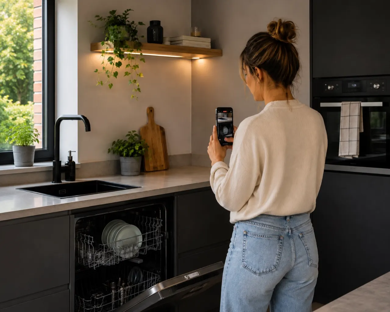 Customer filming her dishwasher