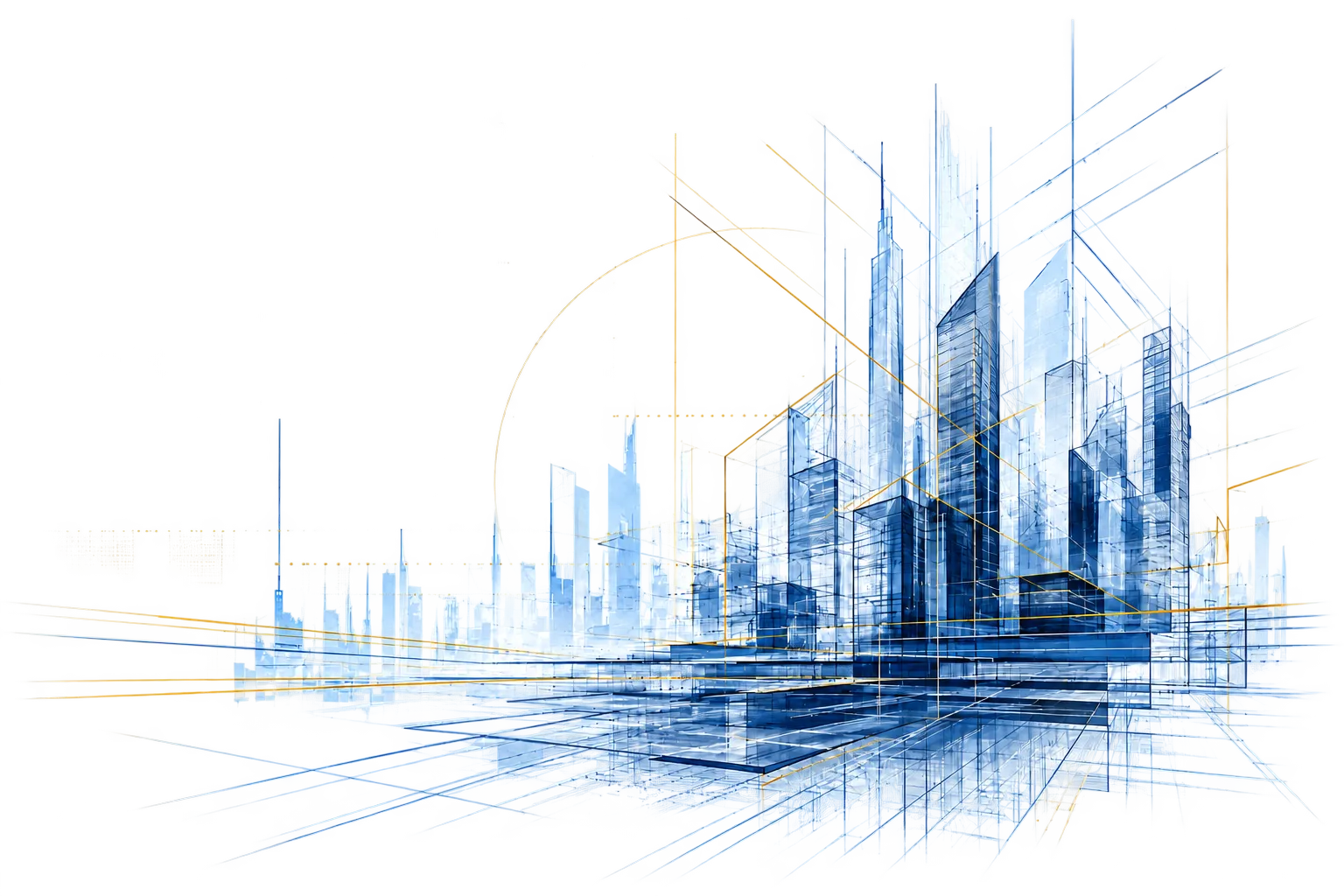 Architectural wireframe skyscrapers