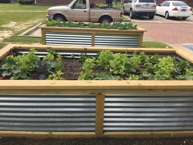 Raised garden beds at an EBRPHA community