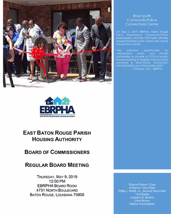 EBRPHA Board of Commissioners meeting agenda, May 9, 2019