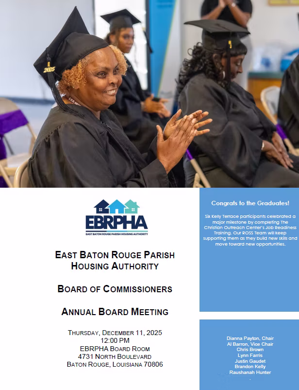 EBRPHA Board of Commissioners meeting agenda, December 11, 2025