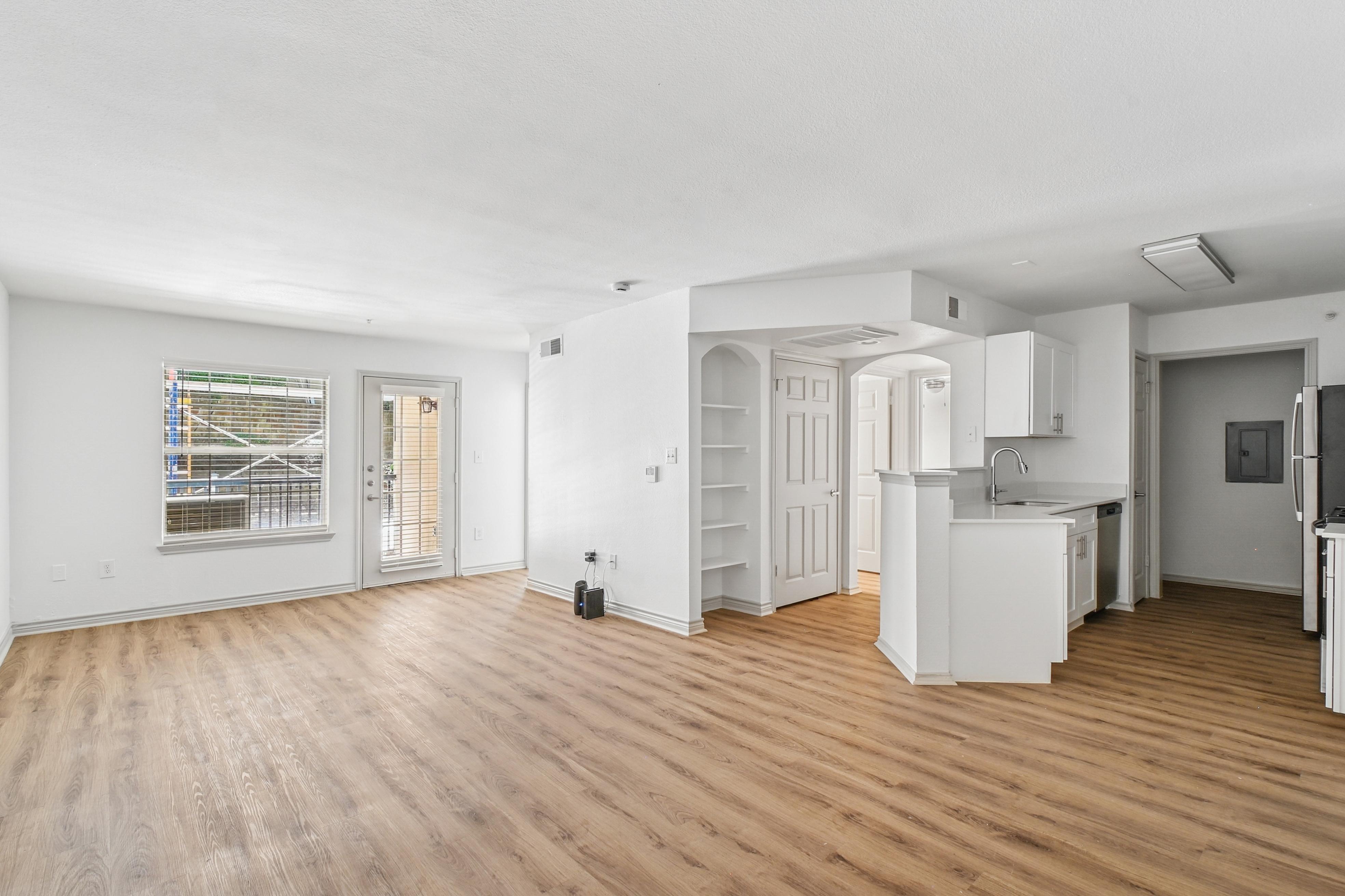 All white modern empty apartment with modern finishes