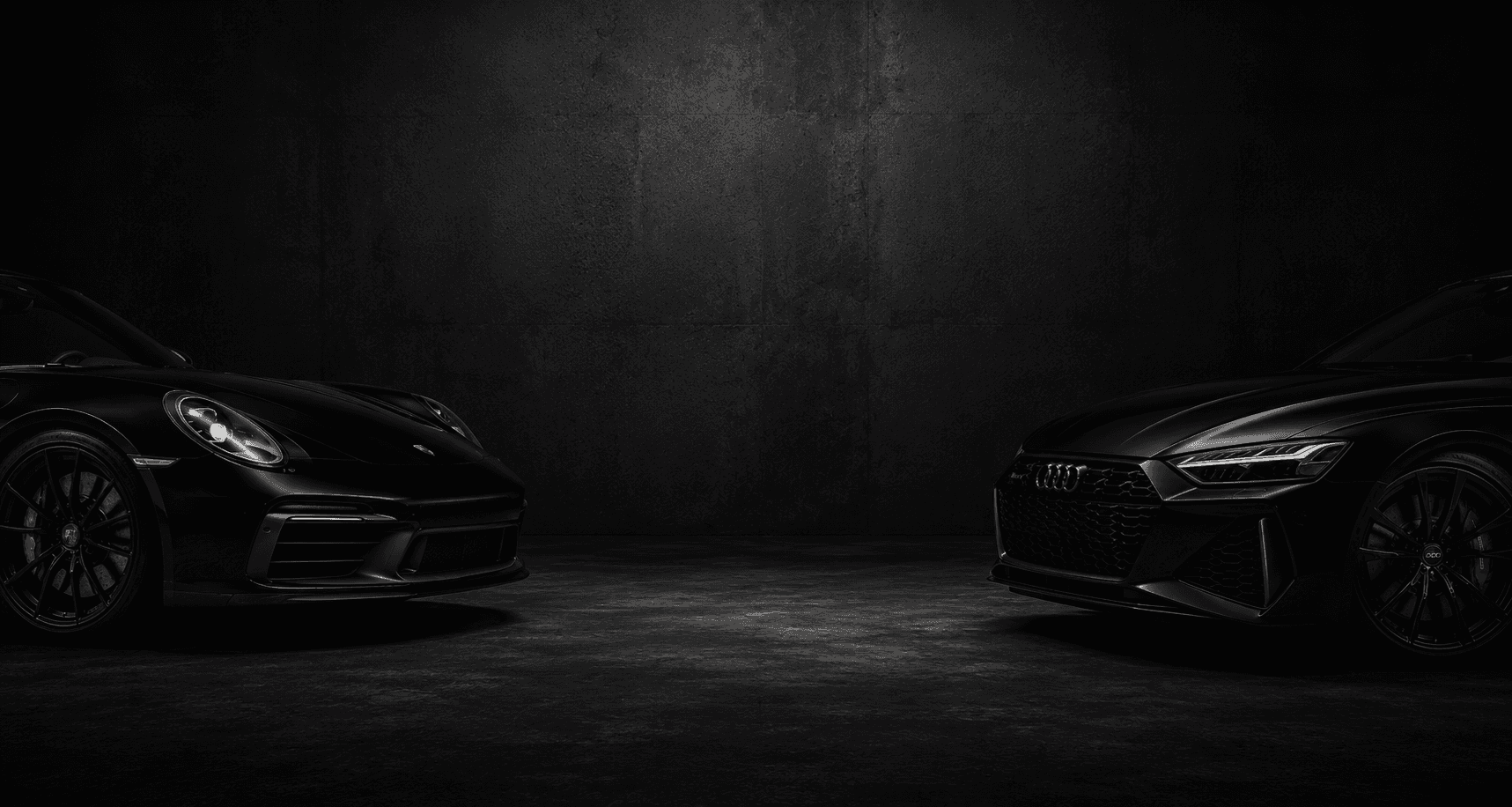 Two black cars facing each other