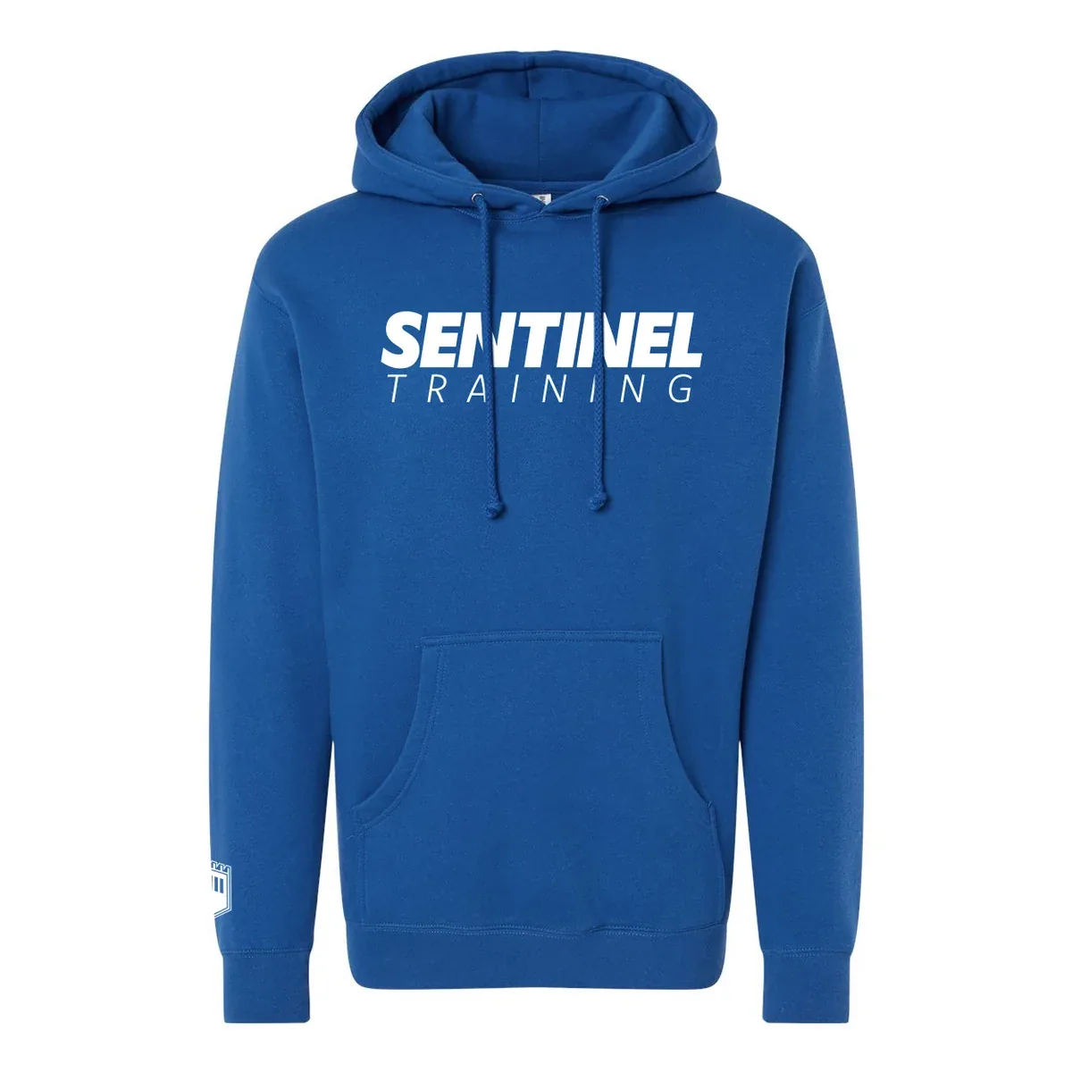 Sentinel Training logo hoodie in royal blue.