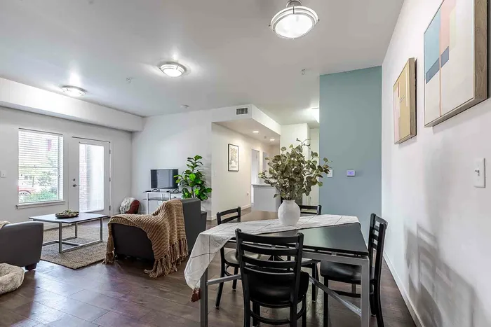 Dining area and living room