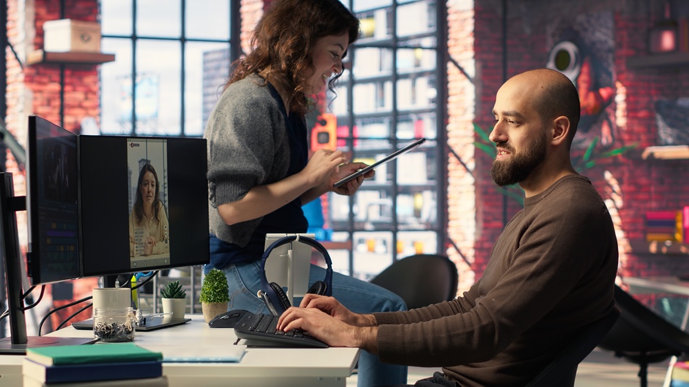 Social media video creators at agency office
