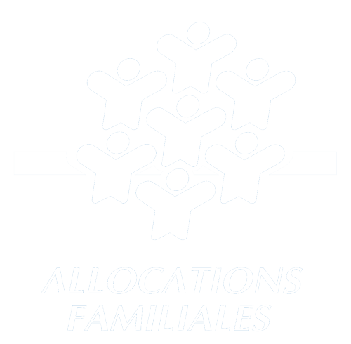Logo with six stylized human figures arranged in a cluster above the text 'ALLOCATIONS FAMILIALES'.