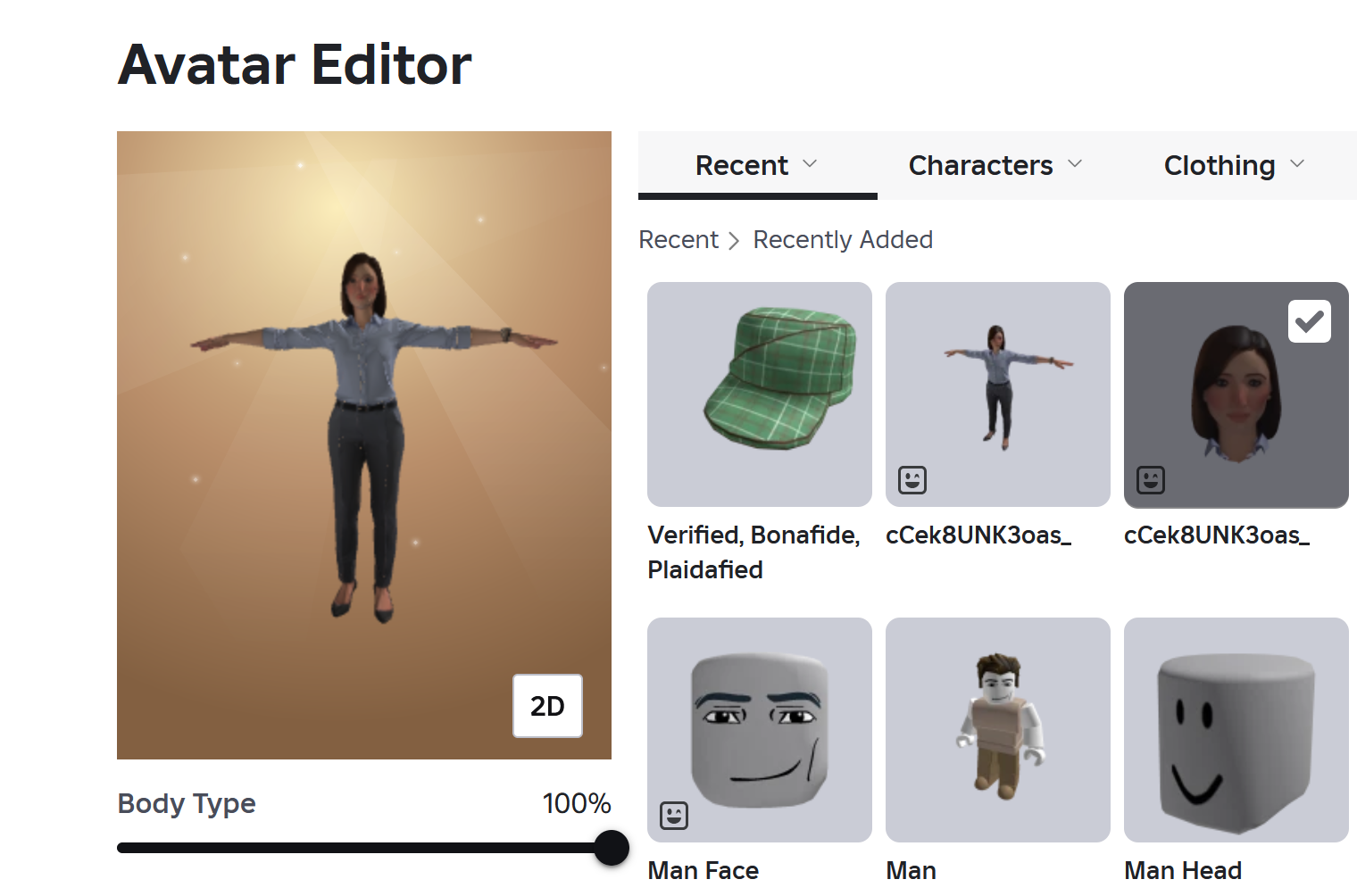 Uthana to Roblox: Character Creation