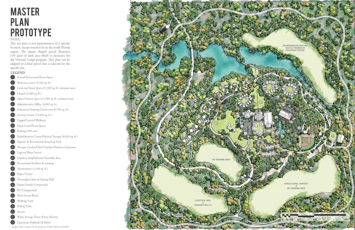 Conceptual master plan of the Veteran's Lodge campus.