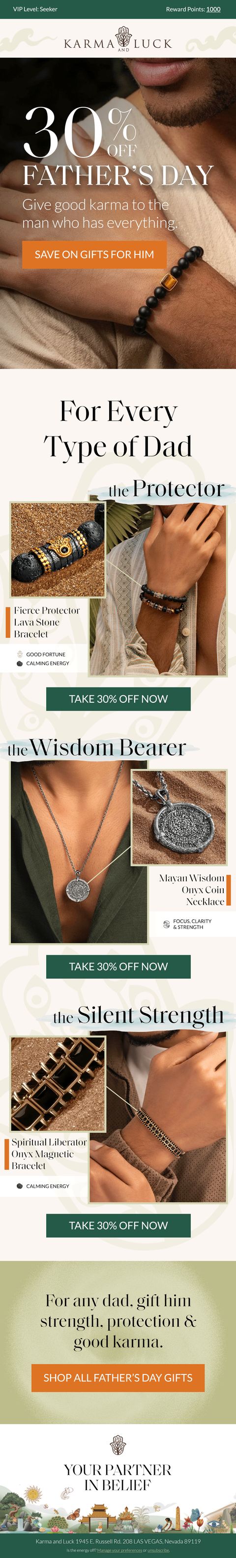 Karma and Luck Father's Day email designed by Delvity