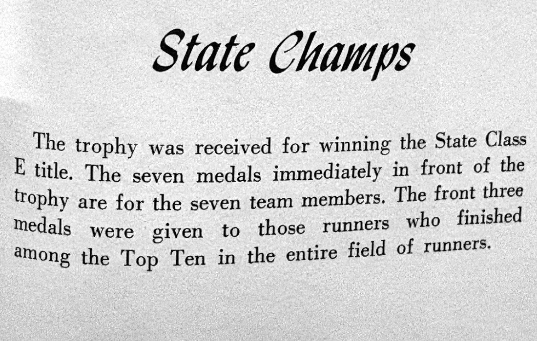 1962 ORR yearbook text documenting the cross country team’s Class E state title