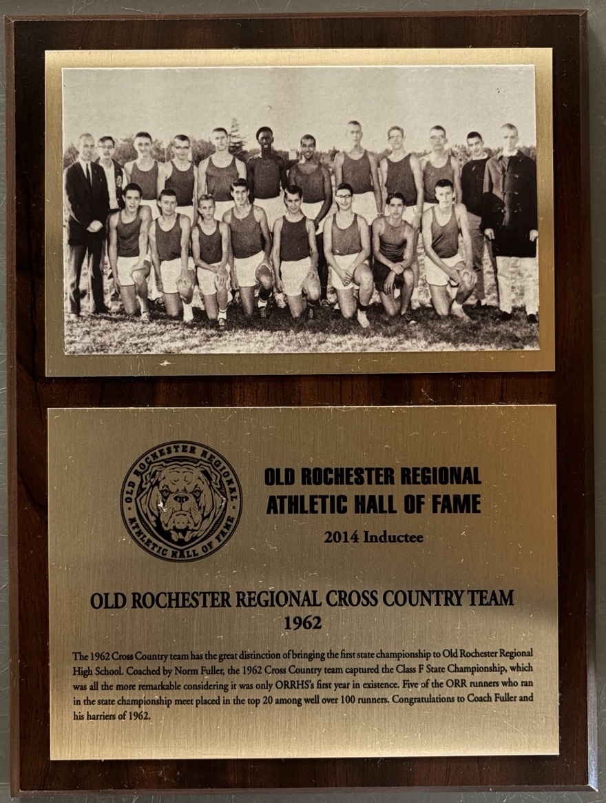 Hall of Fame display honoring the 1962 Old Rochester cross country team