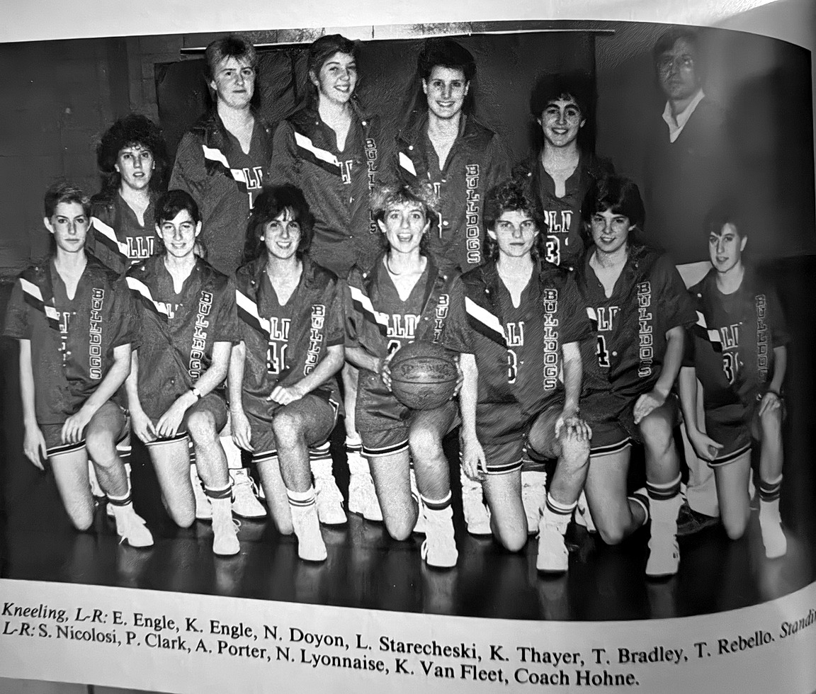 Andrea Porter, standing third from left, with the Old Rochester Regional girls basketball team and Coach Bob Hohne