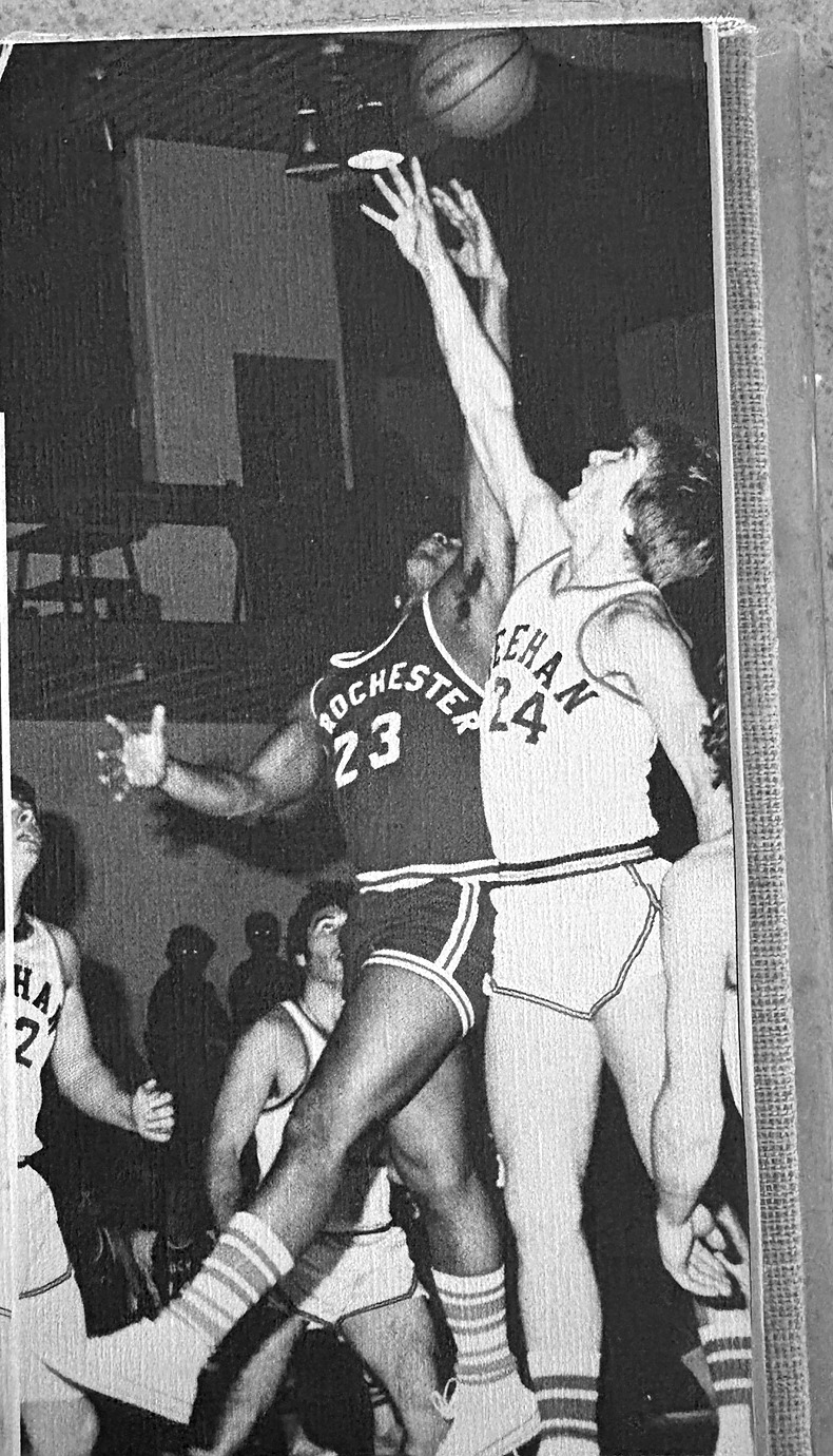 Jeffrey Pina, number 23, shooting for Old Rochester Regional during a basketball game