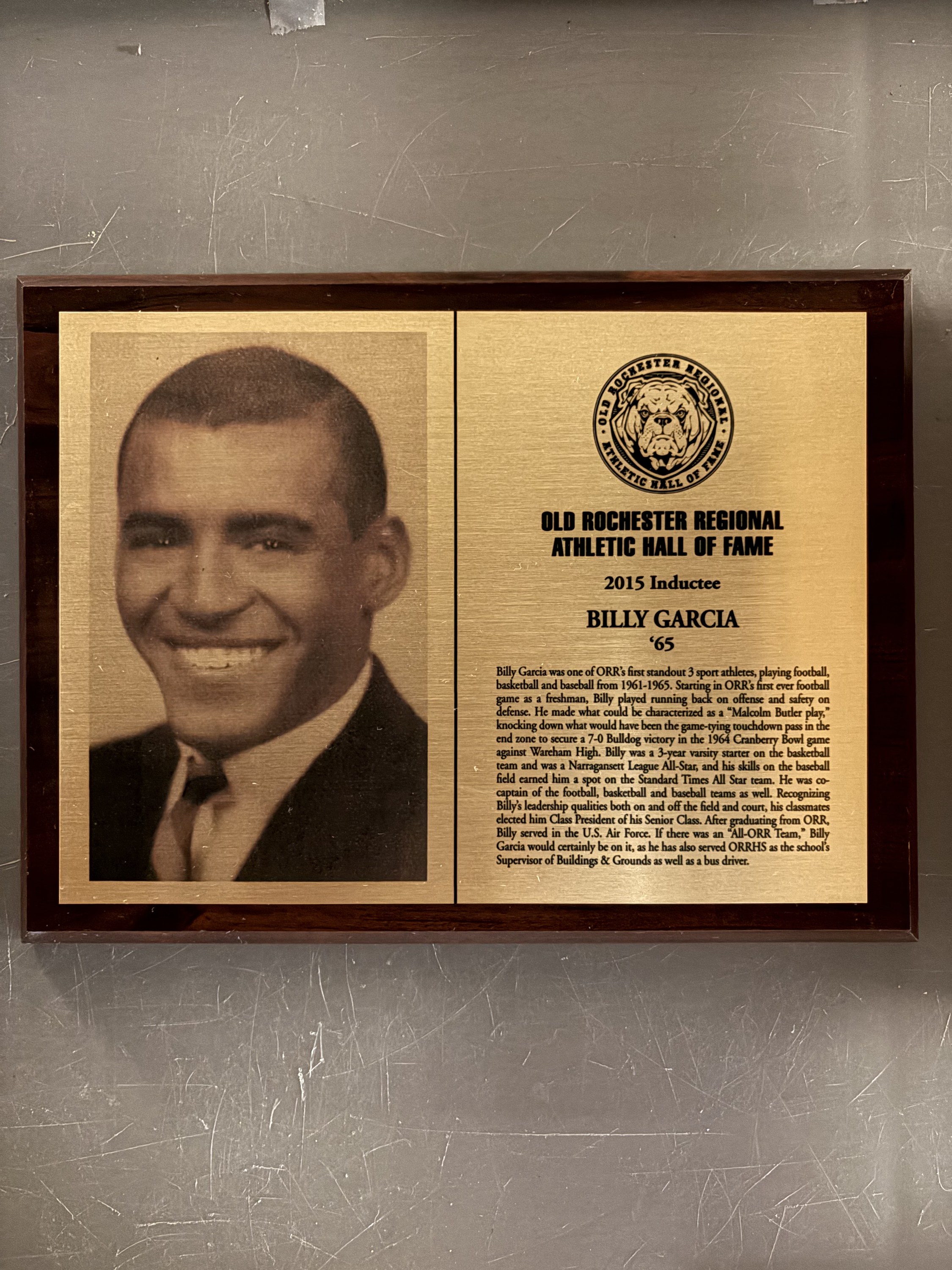 Billy Garcia's complete 2015 Hall of Fame display with portrait and plaque