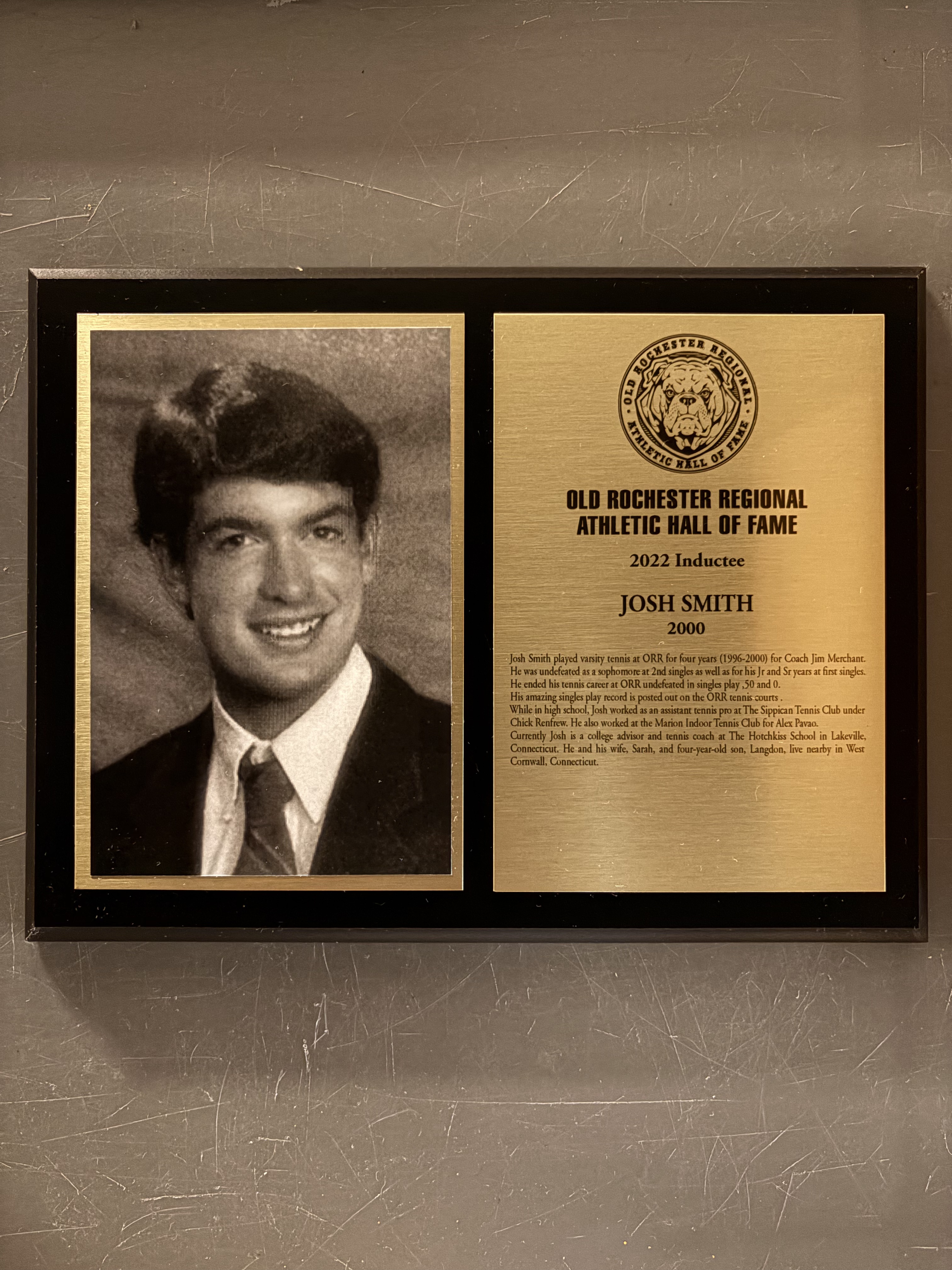 Josh Smith’s complete 2022 Hall of Fame display with historical photograph and induction plaque