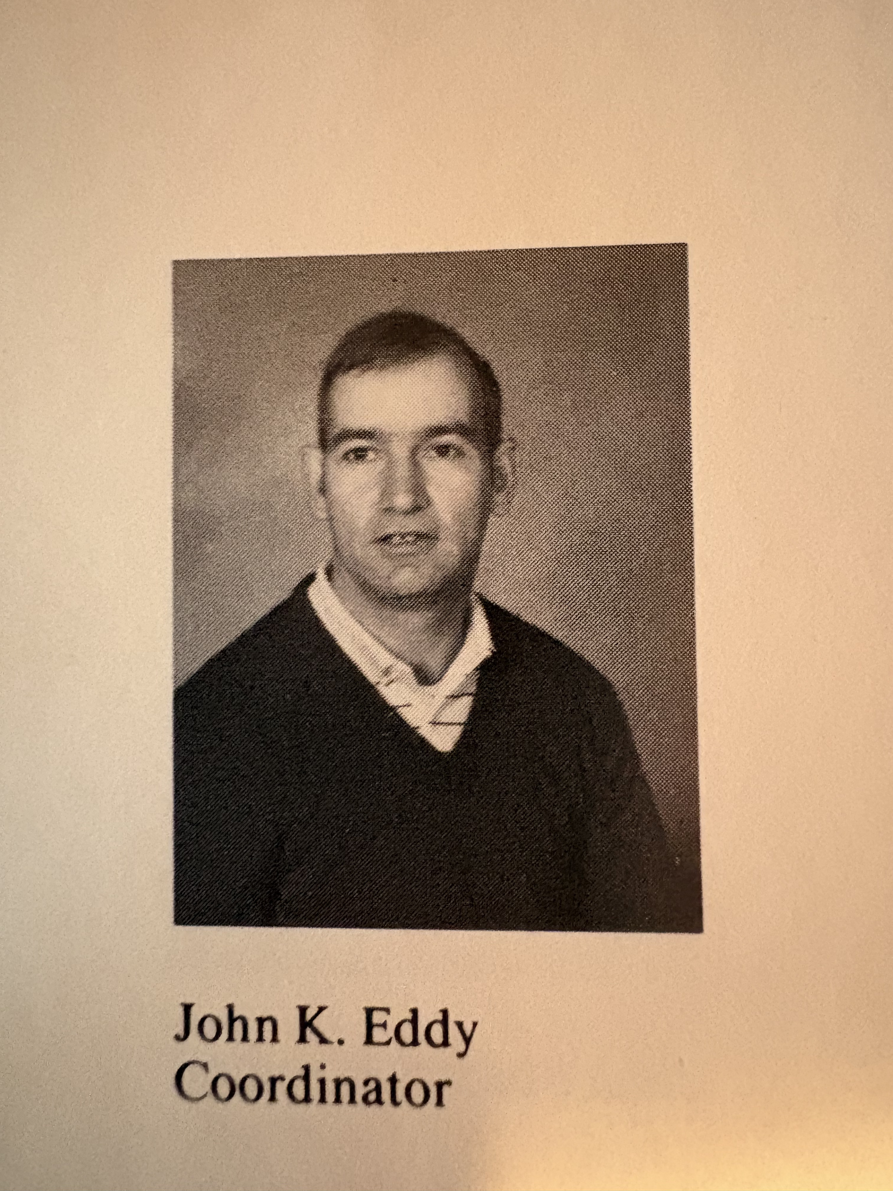 John K. Eddy, identified as Coordinator in the original ORR yearbook caption.