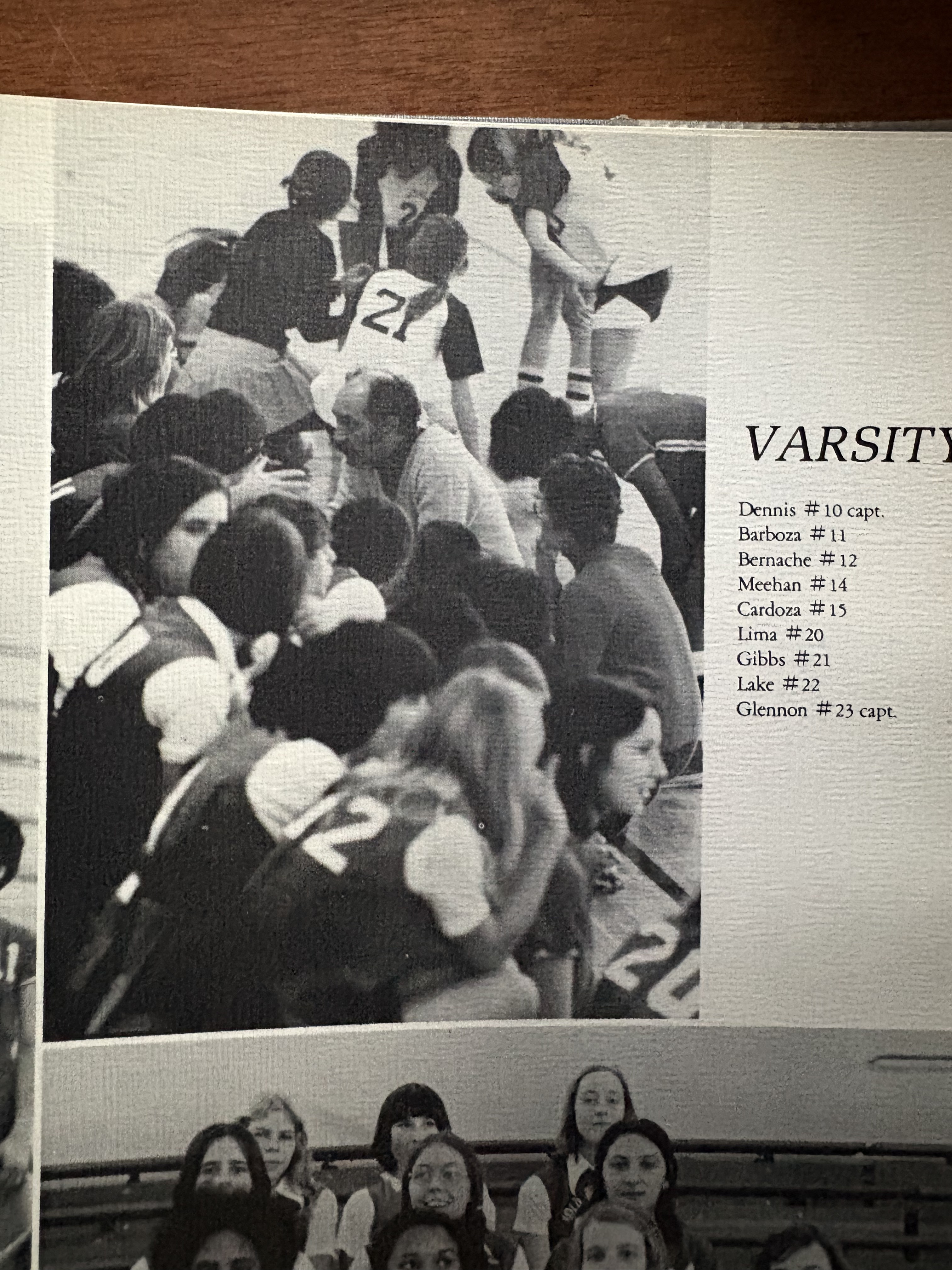 ORR varsity basketball yearbook page lists Dennis as number 10 and a captain.