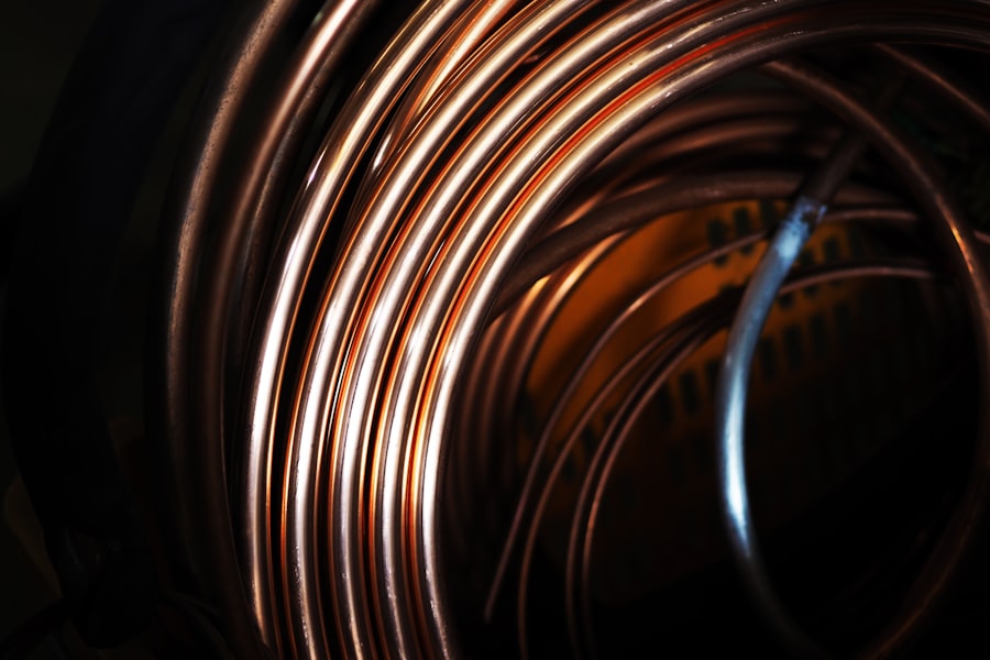 Coil of copper water tubing.