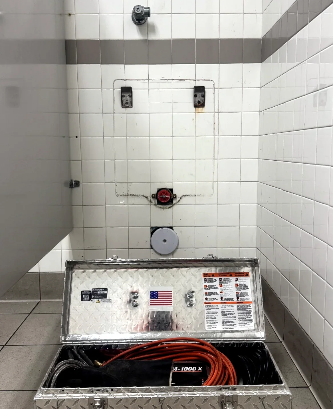 Hydro jetting equipment staged for a commercial drain cleaning job in Mesa, AZ