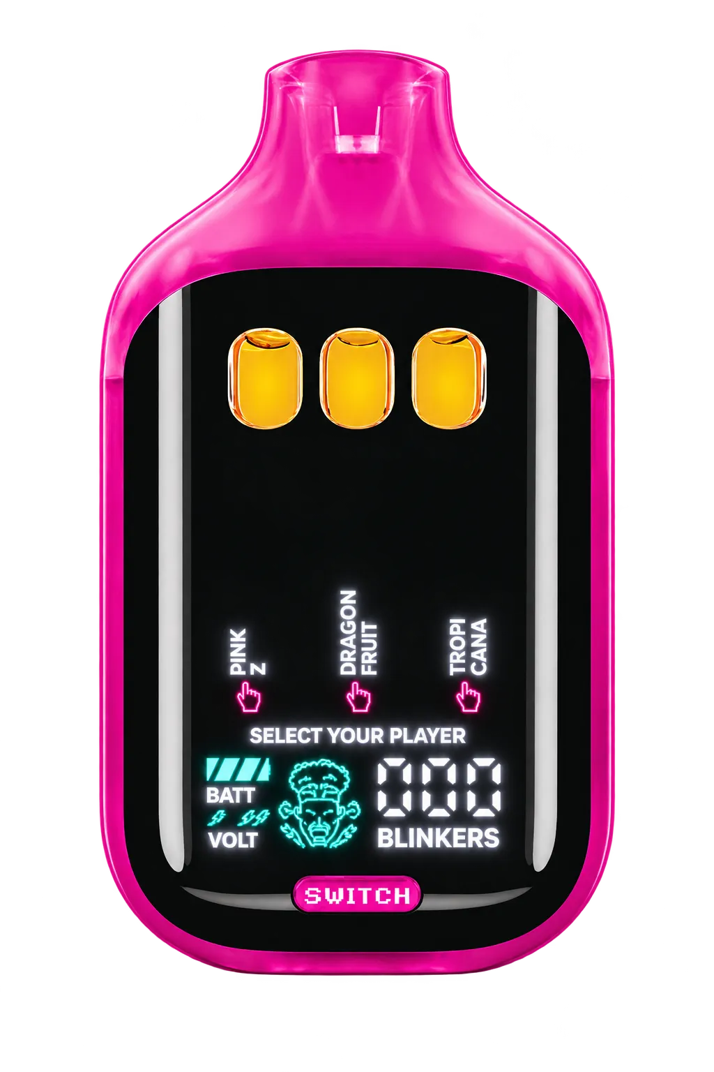 Pink Boutiq Switch V5, front view with three chamber windows
