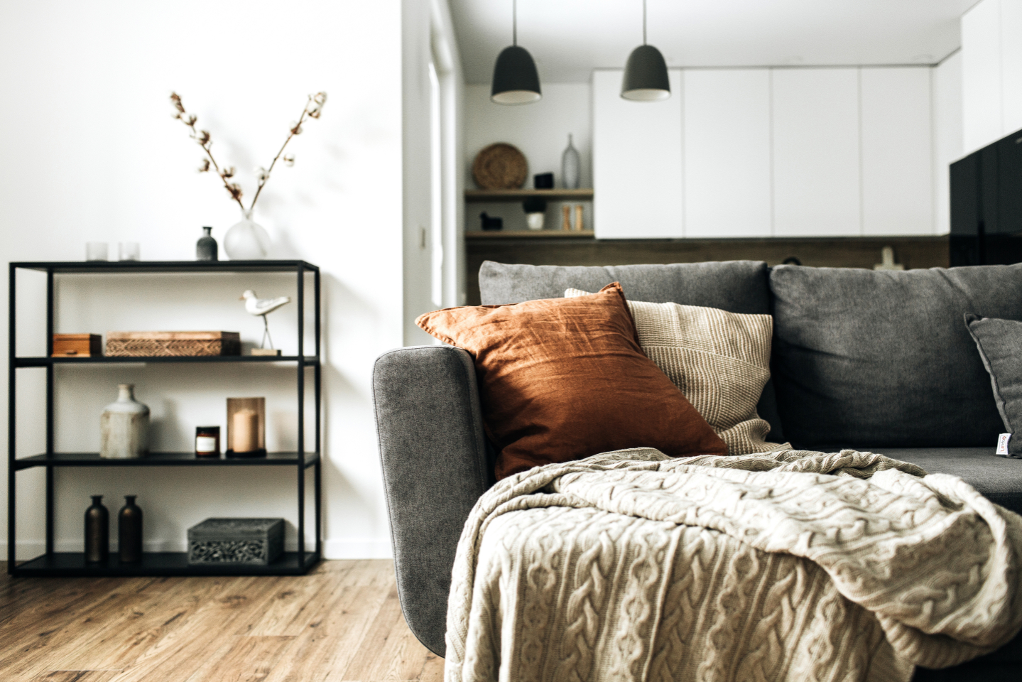 Sofa with book helf stock image